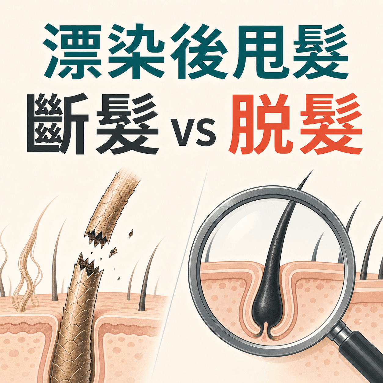 漂染電髮後甩頭髮分清斷髮與脫髮插圖