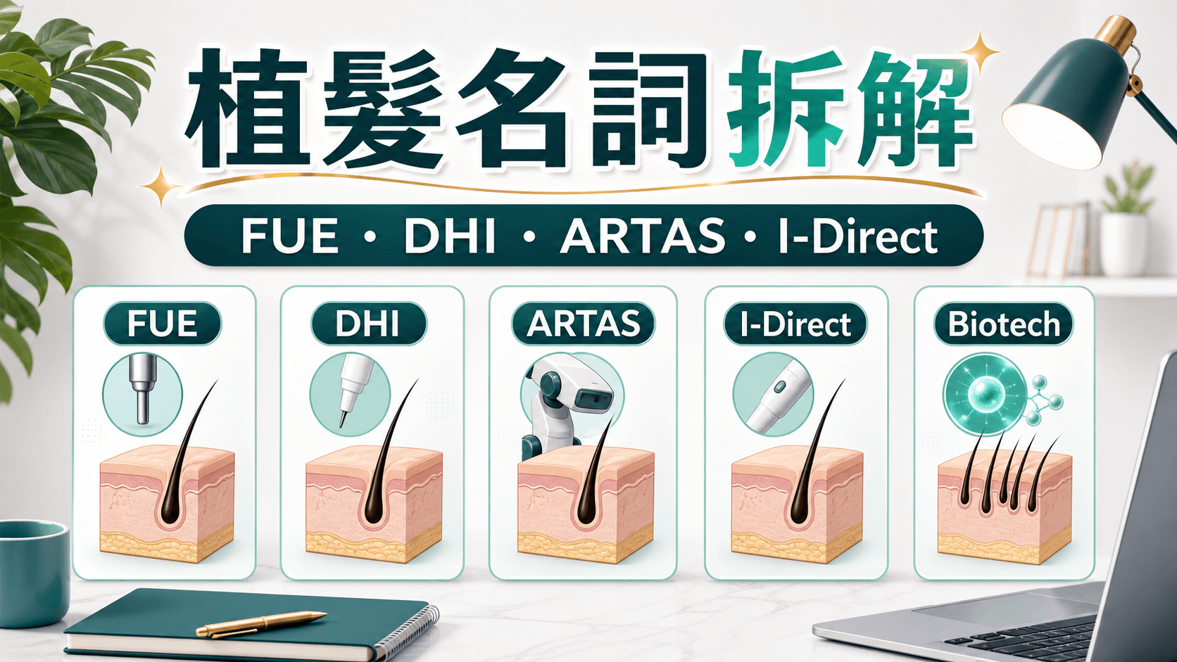 植髮名詞拆解 FUE DHI ARTAS I-Direct Biotech 插圖