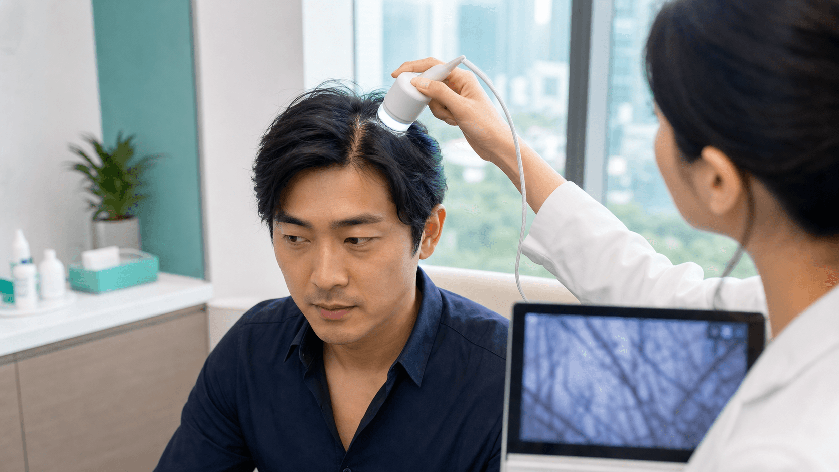香港夏天頭油人士接受頭皮及毛囊檢測